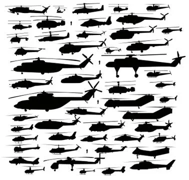 Helicopter silhouettes set Stock Illustration