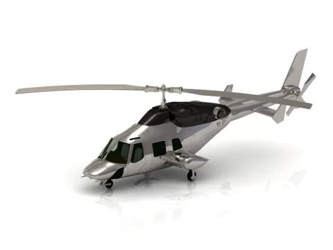 Helicopter silver isolated under the white background Stock Illustration