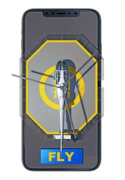 Helicopter at the site of smartphone Stock Illustration
