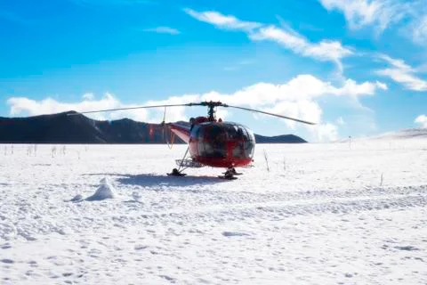Helicopter skiing Stock Photos