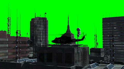 Helicopter on skyscraper - tracking shot - Green screen  Background 스톡 동영상 37117329