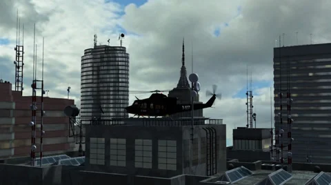 Helicopter on skyscraper - tracking shot - Video Background Video stock 37117218