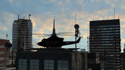 Helicopter on skyscraper - tracking shot - Video Background Stock Footage 37117252