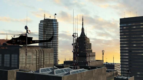 Helicopter on skyscraper - tracking shot - Video Background Video stock 37117405