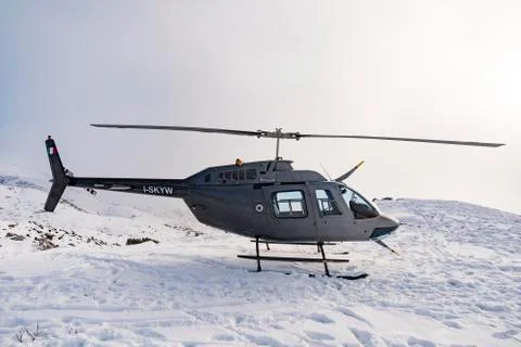 Helicopter on the snow Stock Photos