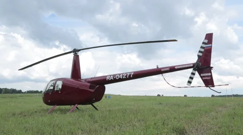 Helicopter standing in a field Stock Footage 40272042