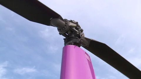 The helicopter starts the engine and unwinds the screw. Stock Footage 86101208