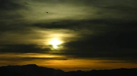 Helicopter Sunset Stock Footage 10887325