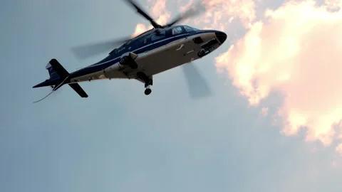 Helicopter takeoff from the helipad Stock Footage 165685284