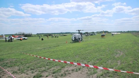 Helicopter takeoff the land Stock Footage 73783907