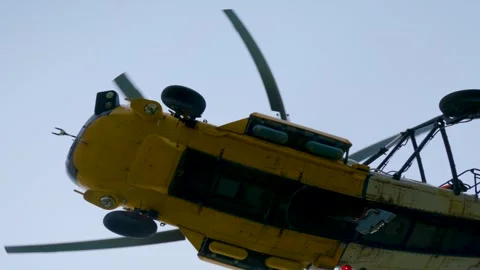 Helicopter takes off. Bottom view. Stock Footage 274389040