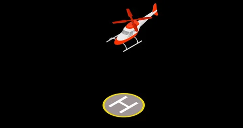 The helicopter takes off from the H mark Stock Footage 253982863