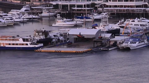 Helicopter taking off from pier 库存影片 39845739