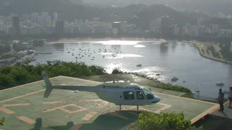 Helicopter taking off in Rio de Janeiro Stock Footage