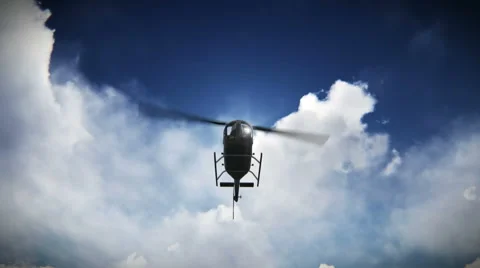 Helicopter taking off with a sun and clouds background Stock Footage 41473050