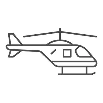 Helicopter thin line icon, air transport symbol, copter vector sign on white Stock Illustration