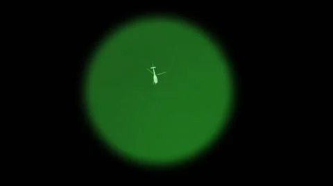HELICOPTER THROUGH NIGHT VISION LENS Stock Footage 54271192