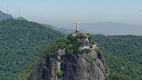 Helicopter Tour over Rio de Janeiro, with Majestic Mountain Statue 스톡 동영상 334869031