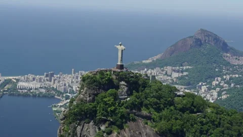 Helicopter Tour over Rio de Janeiro, with the Christ on Corcovado Mountain Stockbeeldmateriaal 334869110