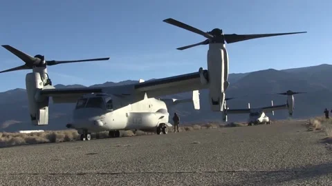 Helicopter-Transformer MV-22 Osprey Unfolds its Wings (13) Stock Footage 162545698
