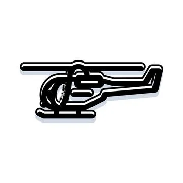 Helicopter transport flat line icon with shadow Stock Illustration