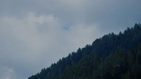 Helicopter transporting a tree trunk Видео 122317791