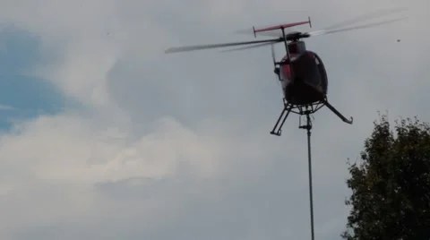 Helicopter trimming the tree line Stock Footage 41455443