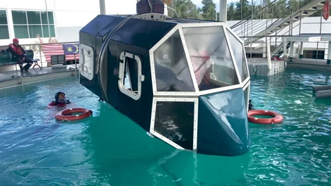 Helicopter Underwater Emergency Training. Stock Footage 143949664