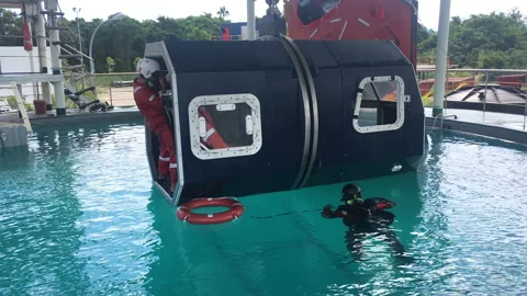 Helicopter Underwater Emergency Training. Stock Footage 143953530