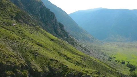 Helicopter in the valley of the river Chulyshman. Stock Footage 79614875