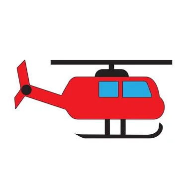 Helicopter vector icon red on white background Stock Illustration