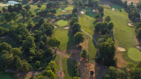 Helicopter view of Golf Course from above 4K Stock Footage 217384116