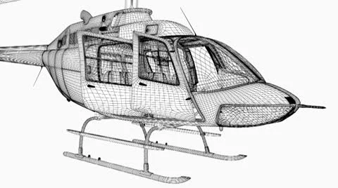 Helicopter wire frame rotating on white background (1080p looping) Stock-Footage 10732154