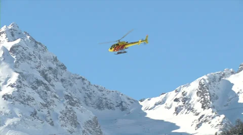 Helicopter yellow fly over mountain 01 Stock Footage 36174037