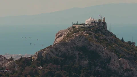 Helicopters above athens , lycabetus Stock Footage