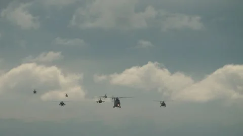 Helicopters Are Flying Systems Stock Footage 8559446
