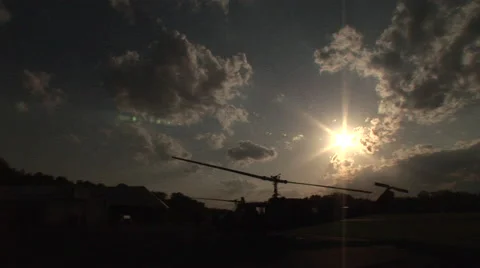 Helicopters await at sunset Stock Footage 41114921