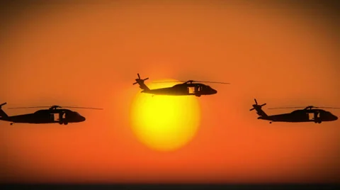Helicopters flying in formation Stock Footage 25302267