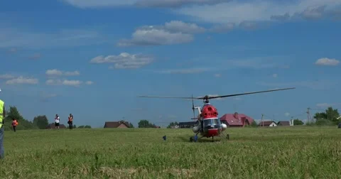 Helicopters MI-2  perform exercises, air slalom Stock Footage 63228201