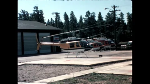 Helicopters Parked at Helipad Stock Footage 276291371