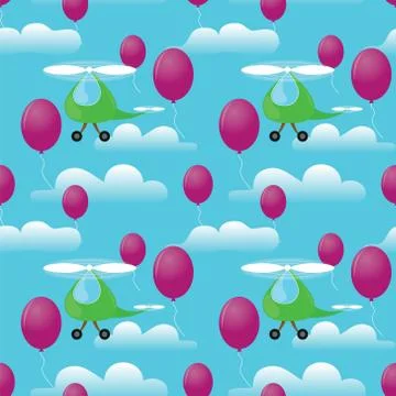 Helicopters seamless pattern Stock Illustration