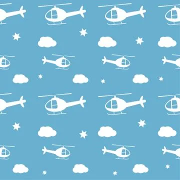 Helicopters seamless pattern Stock Illustration