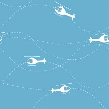 Helicopters vector seamless pattern Stock Illustration