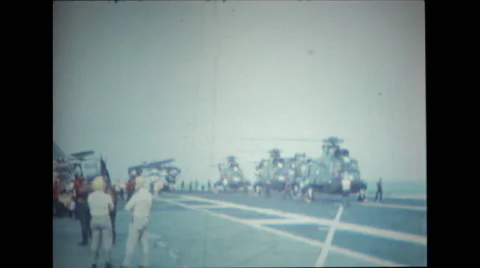 Helicopters warming up on deck of USS Wasp Stock Footage 37596729