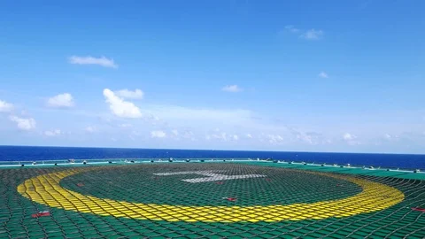 Helideck of Oil Drilling Rig Stock Footage 74779360