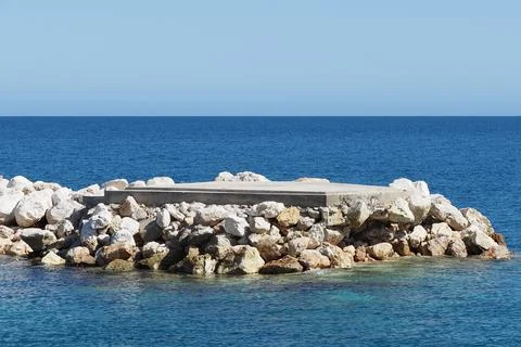 Helipad in the blue ocean. Stock Photos