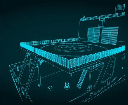 Helipad on an expedition ship Stock Illustration