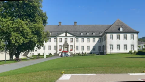 Helipad in front of Renaissance / Baroque Abbey (SDR Version) Stock Footage 314907978