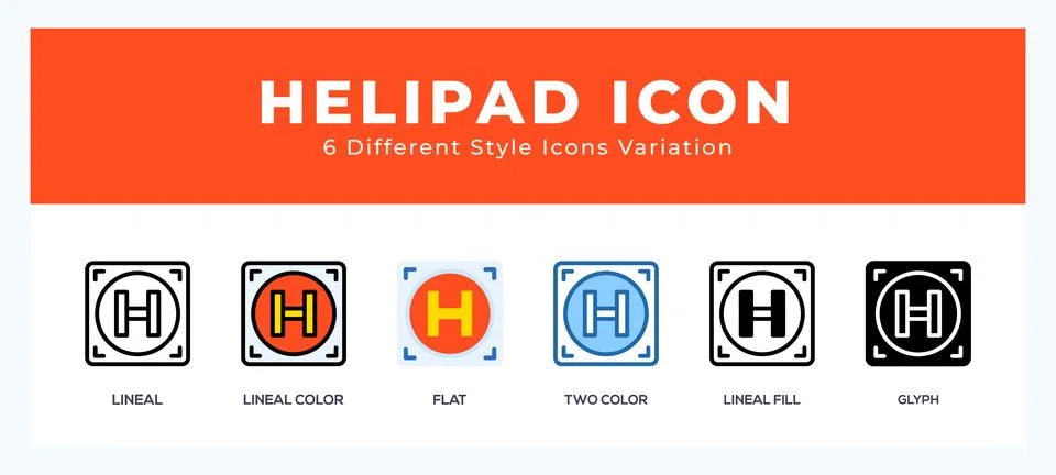 Helipad icon set. Design elements for logo Stock Illustration