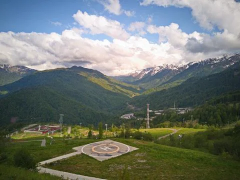 Helipad in the mountains Stock Photos